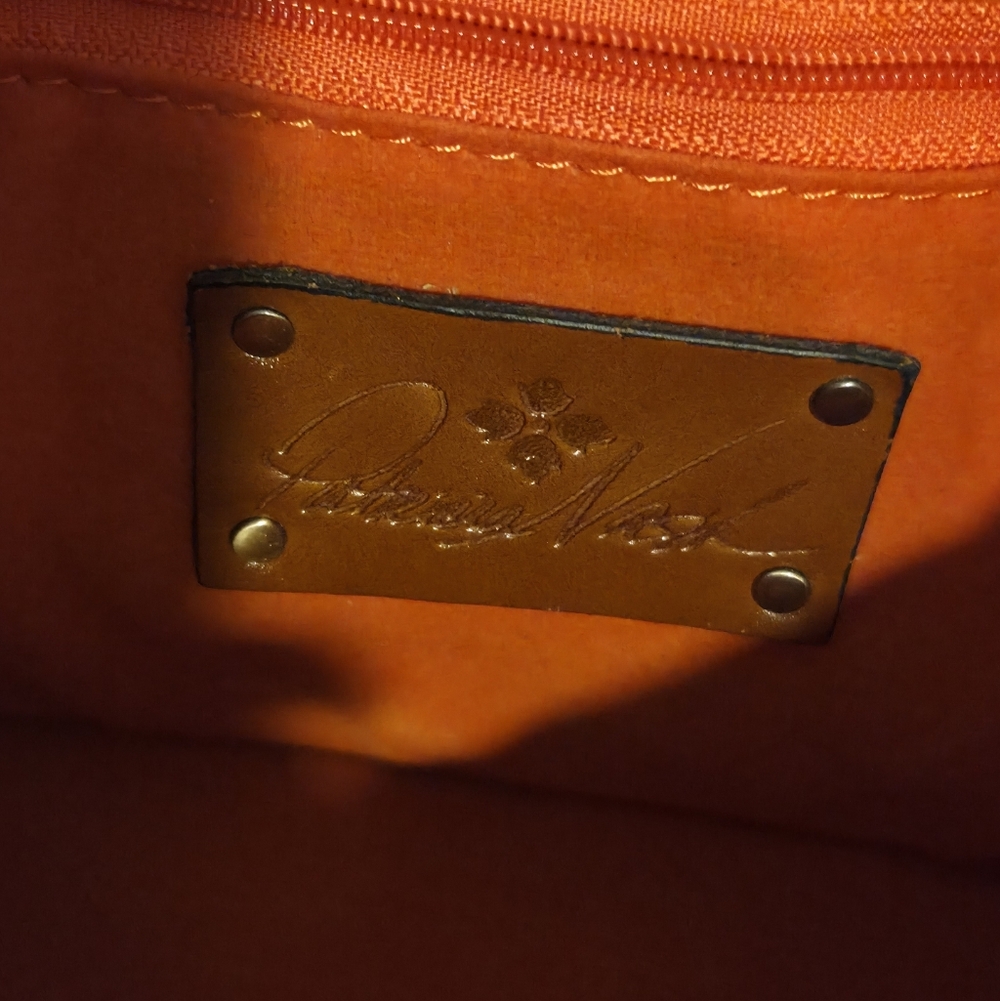 Patricia Nash Leather Cut Out Tooled Ninetta Tote Bucket Hobo Bag Orange - Picture 9 of 12